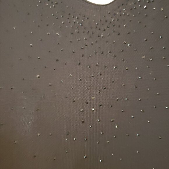 Lauren Ralph Lauren Black Rhinestone V Neck Sleeveless Jersey Midi Dress 90s - Picture 5 of 6